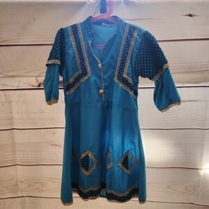 Traditional dress, blue/gold/black - Never worn - US 5/6 kids
